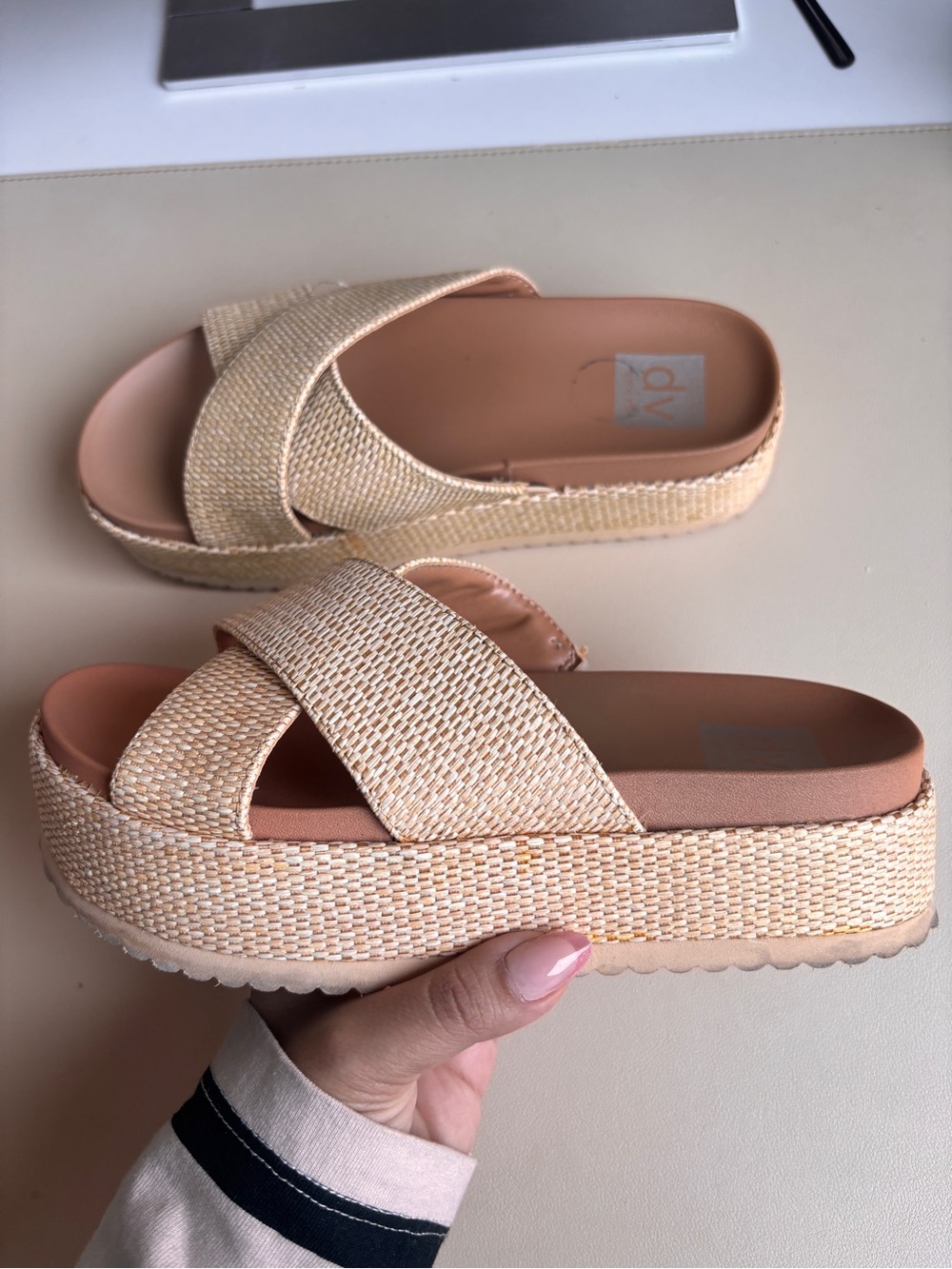 Dolce Vita Woven Platform Sandals Neutral Beige | Size 5.5 | Vacation
